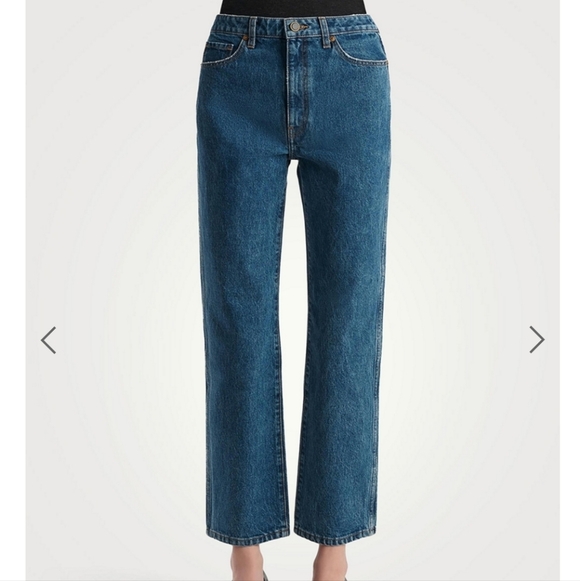 KHAITE Abigail Straight-Leg Jeans High Waist Cropped Blue Size 26 - Picture 10 of 11